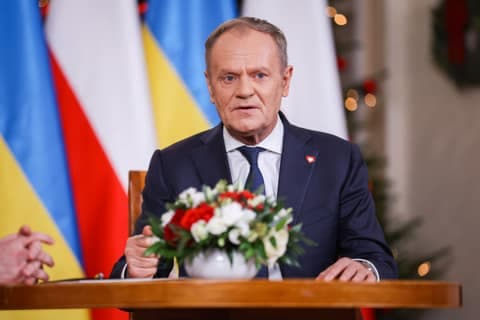 Polish Prime Minister Donald Tusk. Meeting with President of Ukraine Wolodymyr Zelenski. 19.12.2025