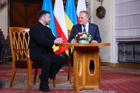 Polish Prime Minister Donald Tusk. Meeting with President of Ukraine Wolodymyr Zelenski. 19.12.2025