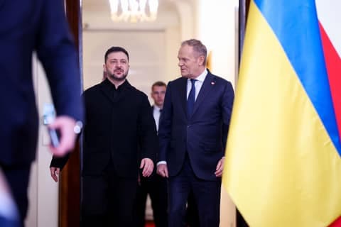 Polish Prime Minister Donald Tusk. Meeting with President of Ukraine Wolodymyr Zelenski. 19.12.2025