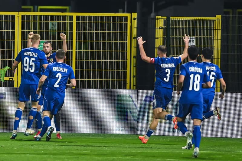 Football. Betclic 1 Liga. Miedz Legnica - Wieczysta Krakow. 02.11.2025