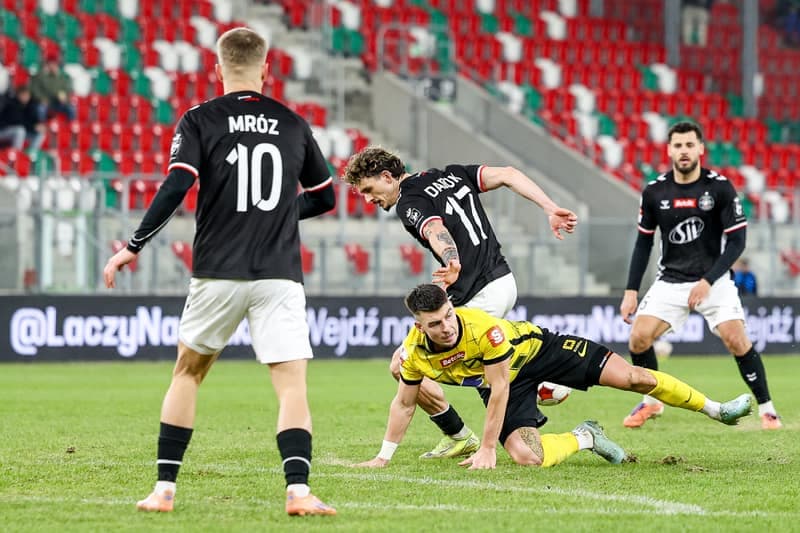 Football. Betclic 1 Liga. Wieczysta Krakow - Polonia Warszawa. 02.03.2026