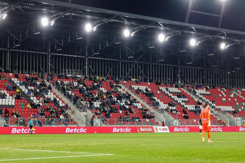 Football. Betclic 1 Liga. Wieczysta Krakow - Polonia Warszawa. 02.03.2026