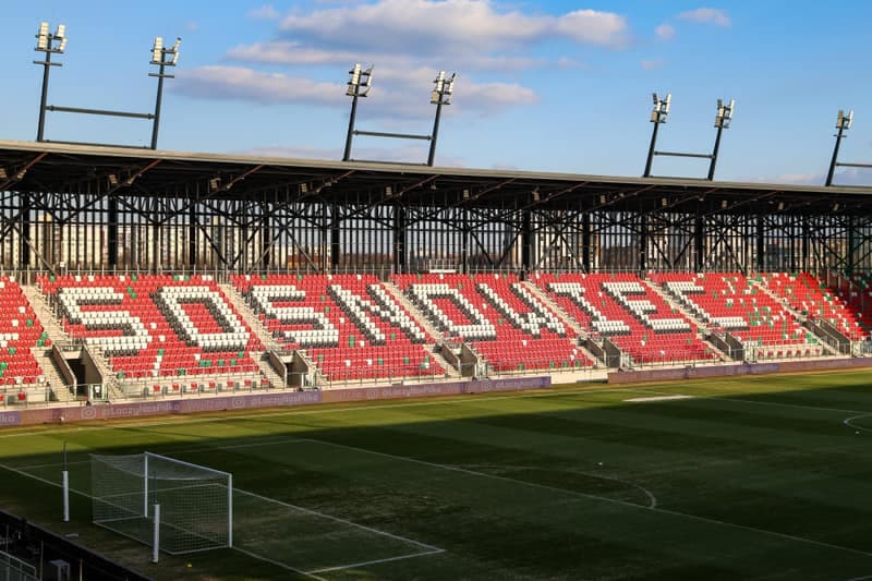 Football. Betclic 1 Liga. Wieczysta Krakow - Polonia Warszawa. 02.03.2026