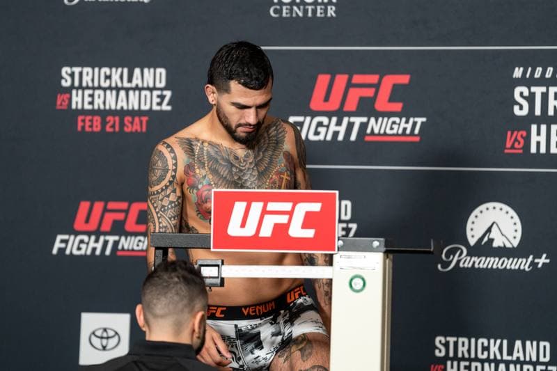 Mixed Martial Arts. UFC Fight Night. Official Weigh-In. 20.02.2026