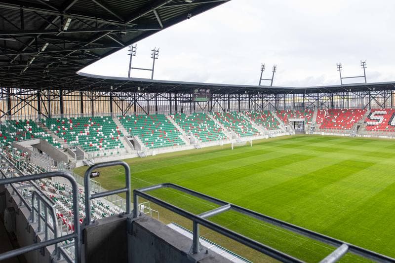 Football. Arcelor Mittal Park Sosnowiec. Stadion pilkarski. 21.02.2023