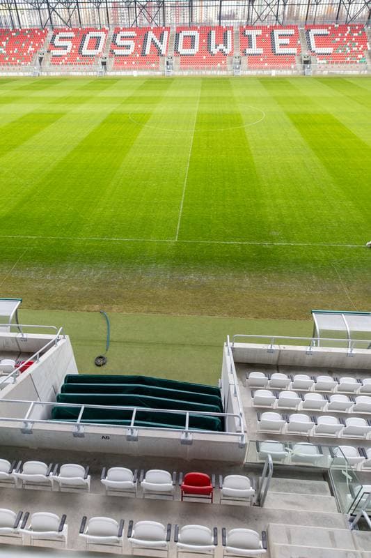 Football. Arcelor Mittal Park Sosnowiec. Stadion pilkarski. 21.02.2023