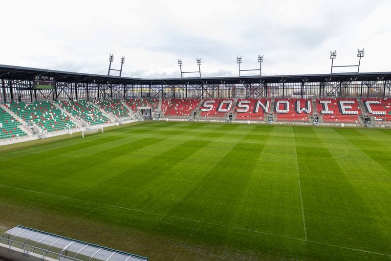 Football. Arcelor Mittal Park Sosnowiec. Stadion pilkarski. 21.02.2023