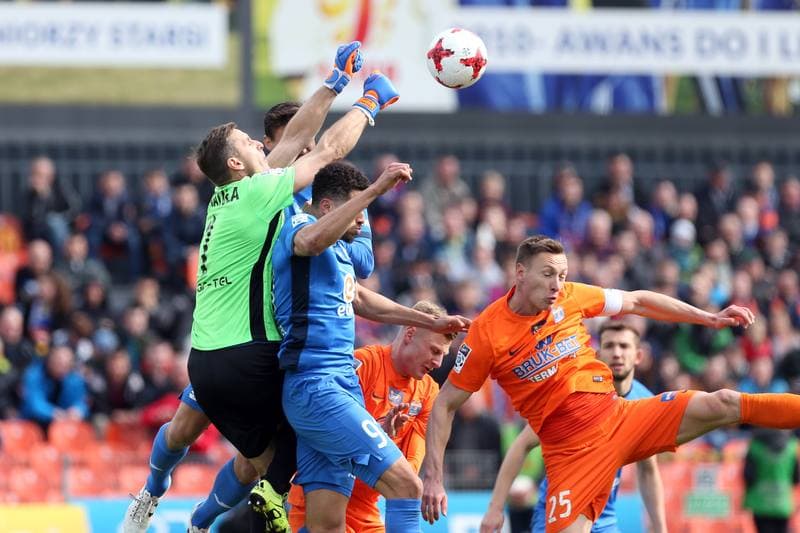 Football. Lotto Ekstraklasa. Bruk-Bet Termalica Nieciecza - Piast Gliwice. 17.04.2017