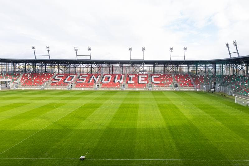 Football. Arcelor Mittal Park Sosnowiec. Stadion pilkarski. 21.02.2023