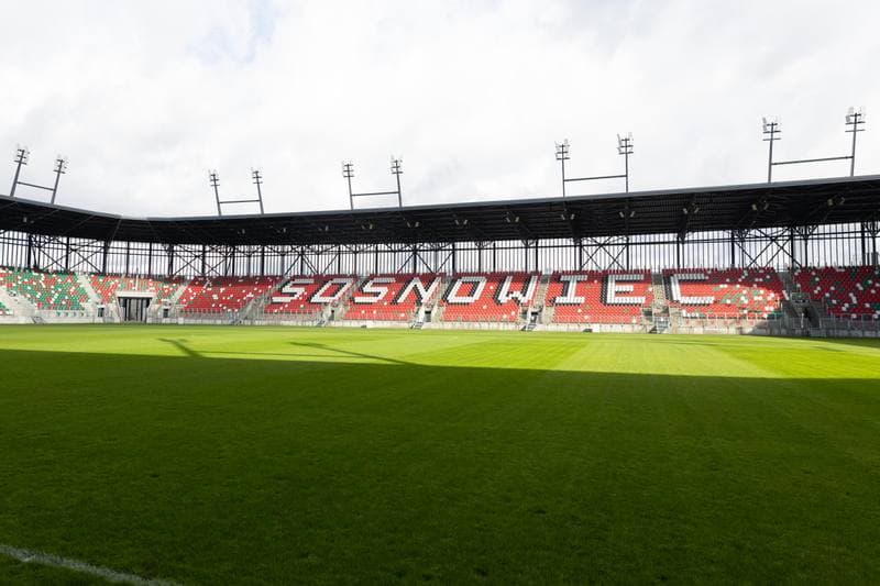 Football. Arcelor Mittal Park Sosnowiec. Stadion pilkarski. 21.02.2023