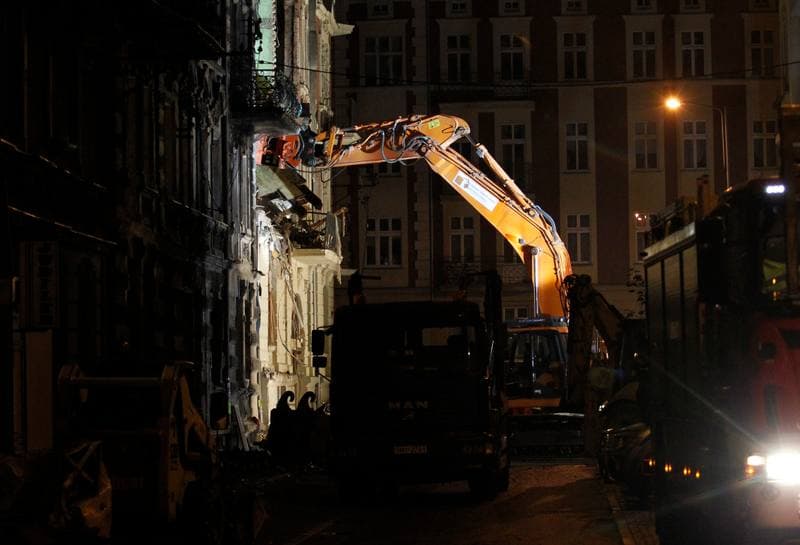 Demolition of Tenement House at Chopin Street Destroyed by Gas Explosion. Katowice. 23.10.2014