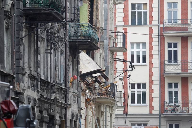 Demolition of Tenement House at Chopin Street Destroyed by Gas Explosion. Katowice. 23.10.2014
