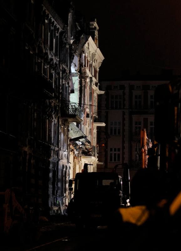 Demolition of Tenement House at Chopin Street Destroyed by Gas Explosion. Katowice. 23.10.2014