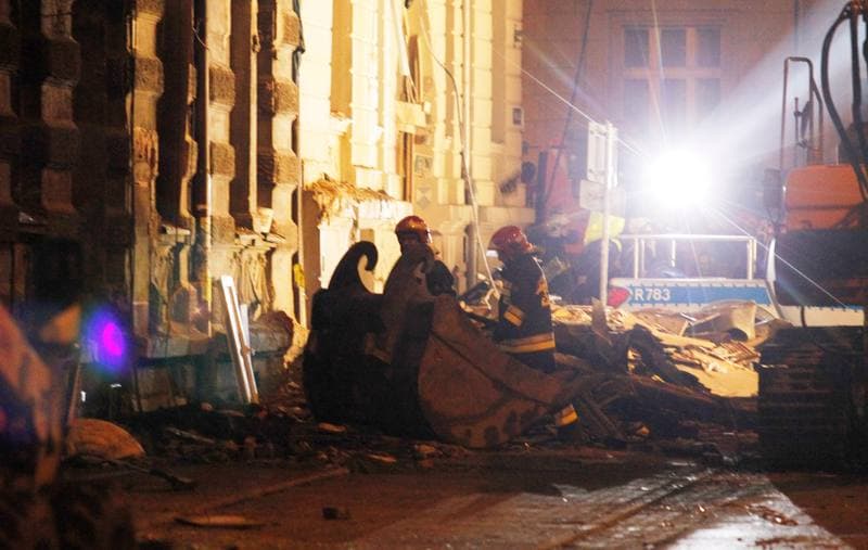Demolition of Tenement House at Chopin Street Destroyed by Gas Explosion. Katowice. 23.10.2014