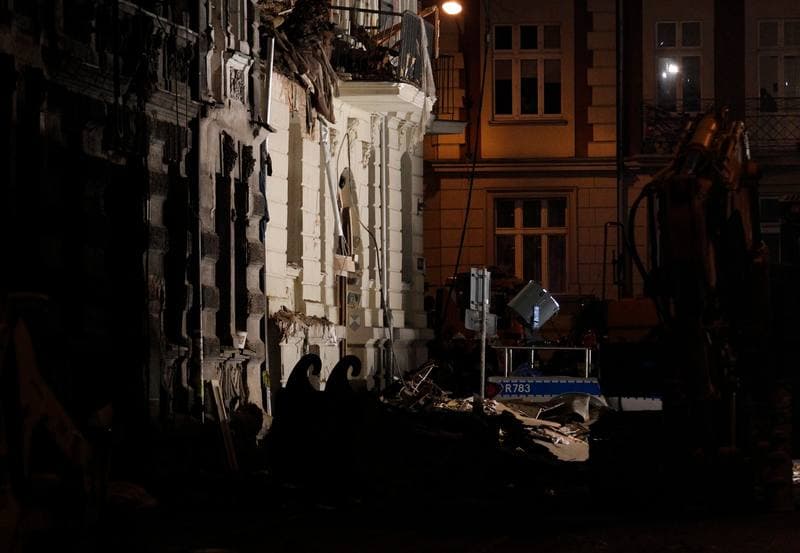 Demolition of Tenement House at Chopin Street Destroyed by Gas Explosion. Katowice. 23.10.2014