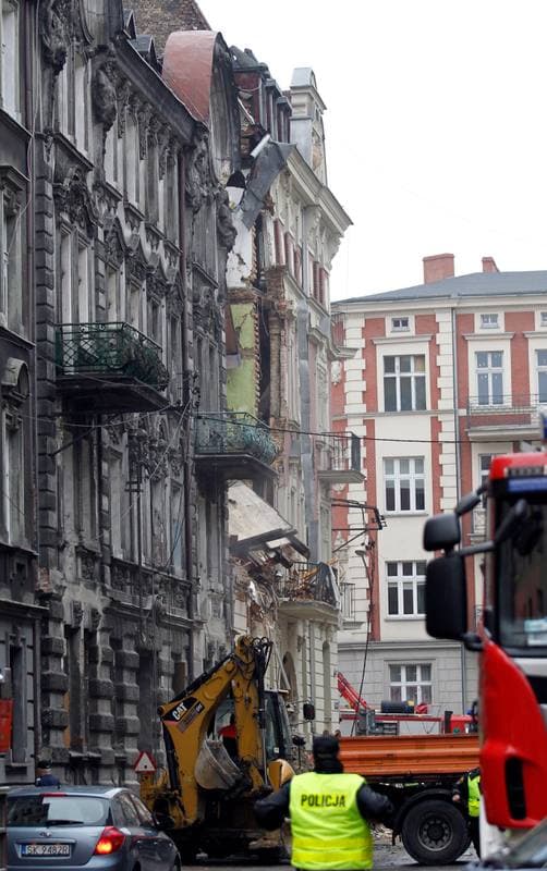 Demolition of Tenement House at Chopin Street Destroyed by Gas Explosion. Katowice. 23.10.2014