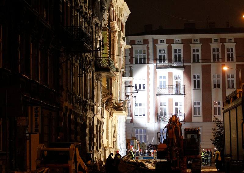 Demolition of Tenement House at Chopin Street Destroyed by Gas Explosion. Katowice. 23.10.2014