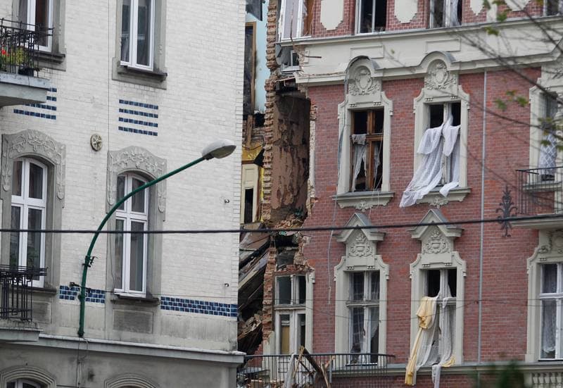 Demolition of Tenement House at Chopin Street Destroyed by Gas Explosion. Katowice. 23.10.2014