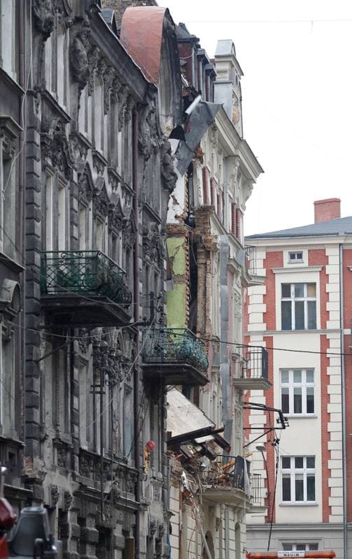 Demolition of Tenement House at Chopin Street Destroyed by Gas Explosion. Katowice. 23.10.2014
