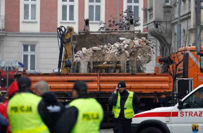 Demolition of Tenement House at Chopin Street Destroyed by Gas Explosion. Katowice. 23.10.2014