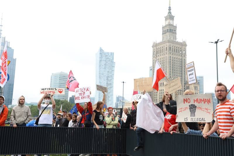 March under the slogan STOP IMMIGRATION. Warsaw. 19.07.2025