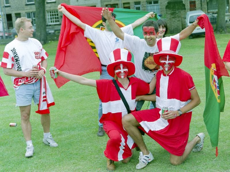 Football. UEFA EURO 1996. Denmark - Portugal. 09.06.1996