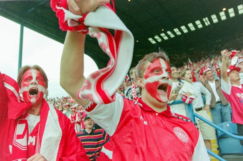 Football. UEFA EURO 1996. Denmark - Portugal. 09.06.1996