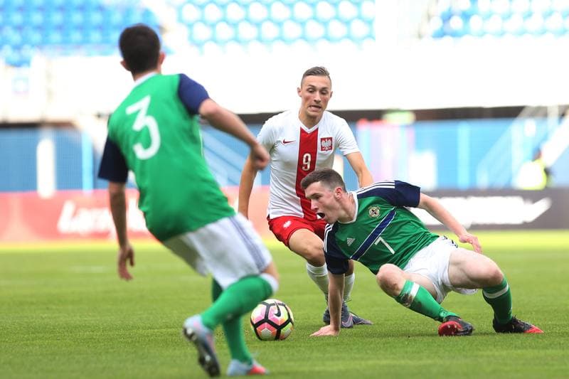 Football. UEFA U19 Championship Qualifiers. Northern Ireland - Poland. 04.10.2017