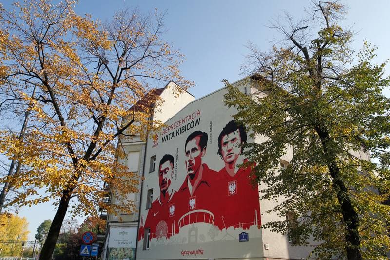 Football. Poland national team. Mural. 10.10.2018