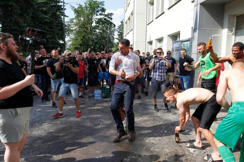 Football. Zaglebie Sosnowiec. Celebration. 27.05.2018