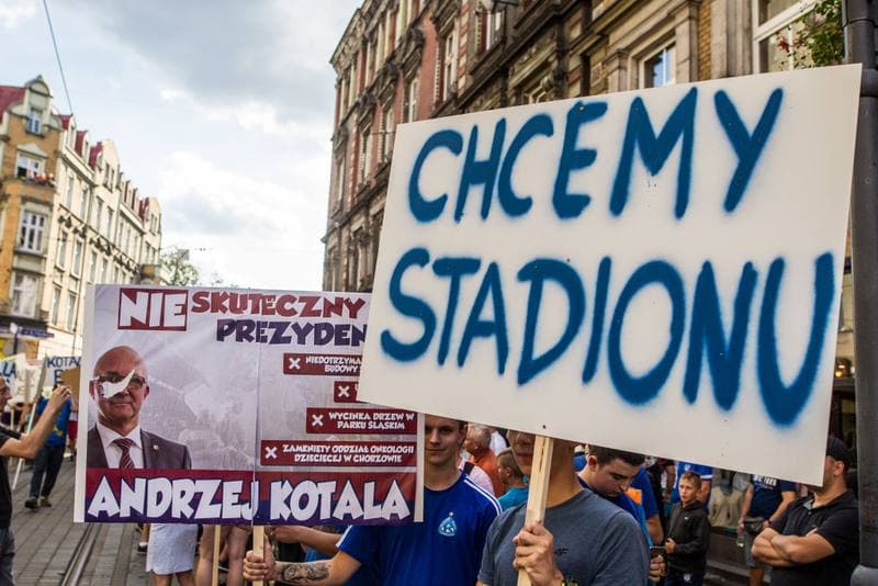 Football. Ruch Chorzow. Protest. 05.09.2019