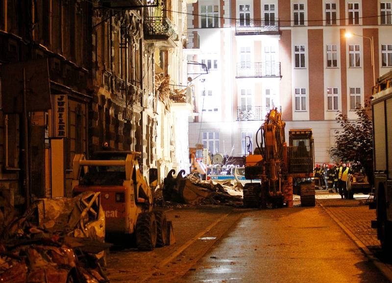 Demolition of Tenement House at Chopin Street Destroyed by Gas Explosion. Katowice. 23.10.2014