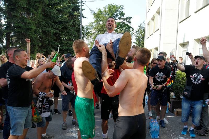 Football. Zaglebie Sosnowiec. Celebration. 27.05.2018