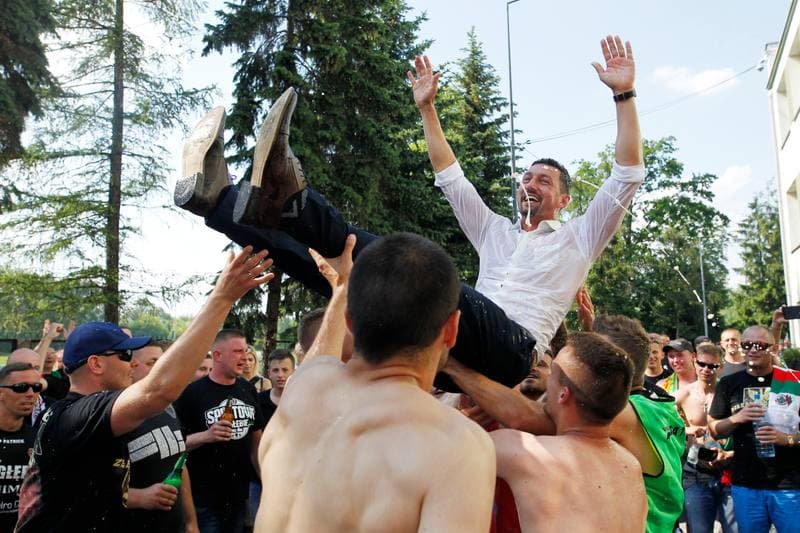 Football. Zaglebie Sosnowiec. Celebration. 27.05.2018