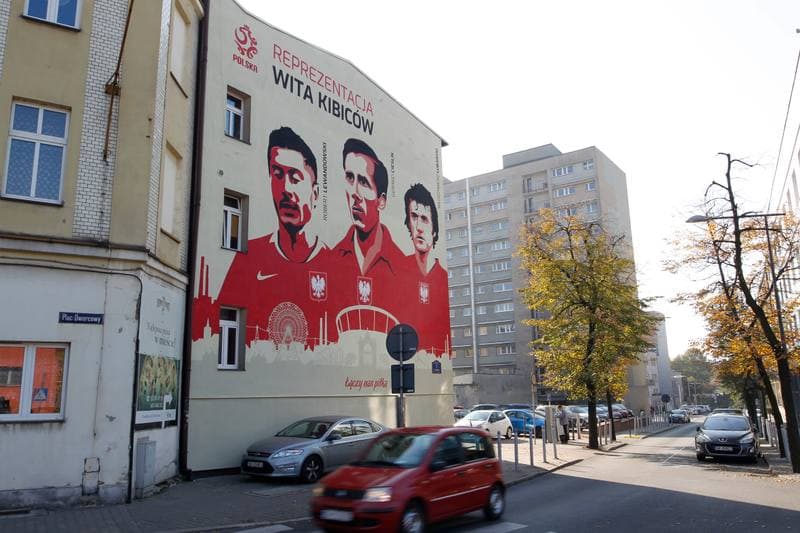 Football. Poland national team. Mural. 10.10.2018