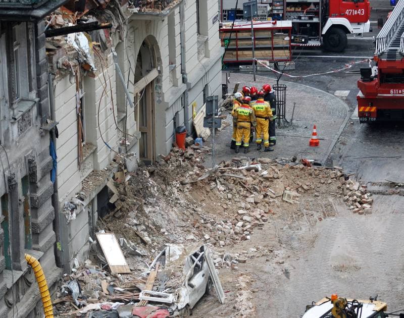 Demolition of Tenement House at Chopin Street Destroyed by Gas Explosion. Katowice. 23.10.2014