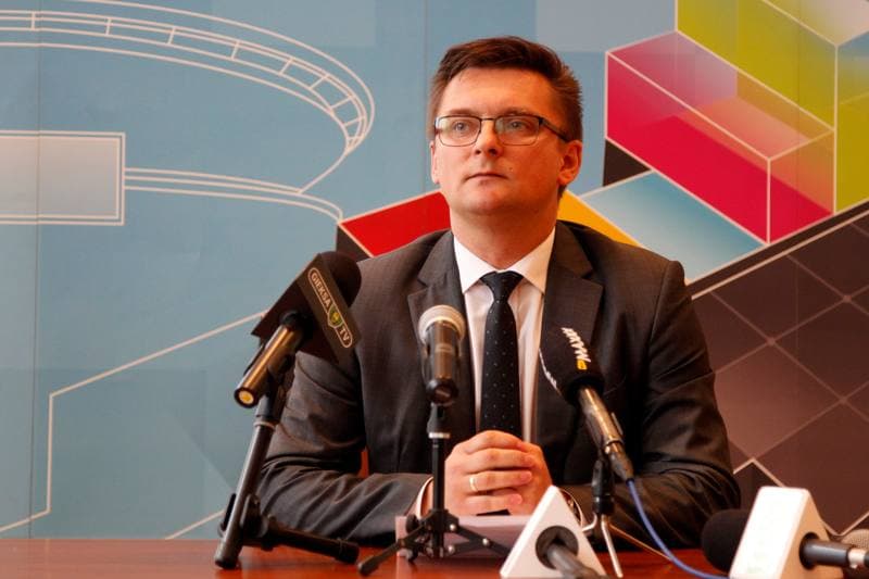 Football. GKS Katowice. Press Conference. 06.04.2017