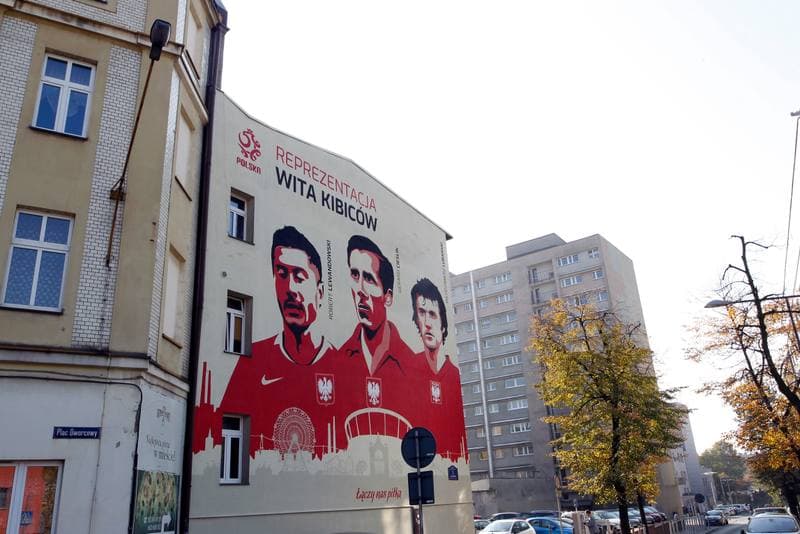 Football. Poland national team. Mural. 10.10.2018