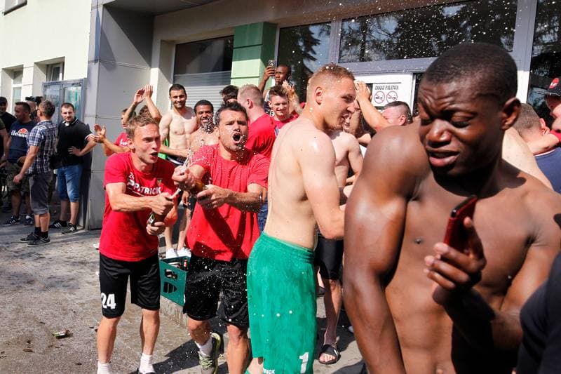 Football. Zaglebie Sosnowiec. Celebration. 27.05.2018