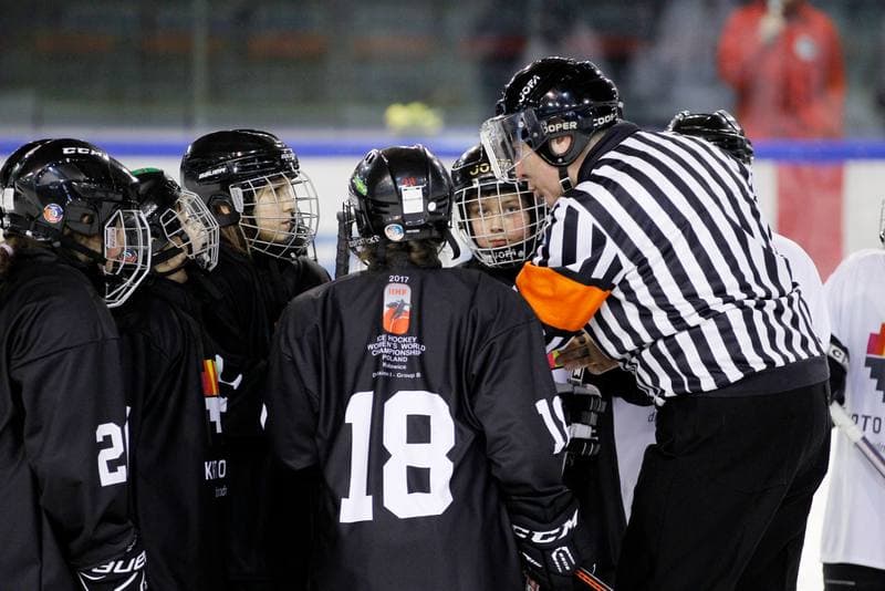 Ice Hockey. Girls Global Game. White - Black. 18.02.2017