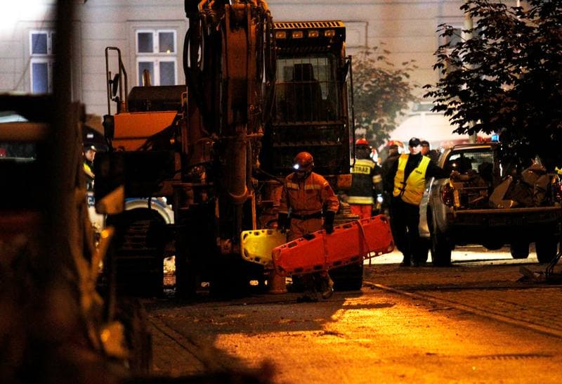 Demolition of Tenement House at Chopin Street Destroyed by Gas Explosion. Katowice. 23.10.2014