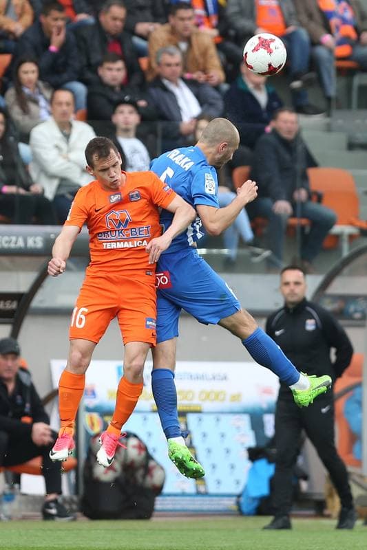 Football. Lotto Ekstraklasa. Bruk-Bet Termalica Nieciecza - Lech Poznan. 07.05.2017