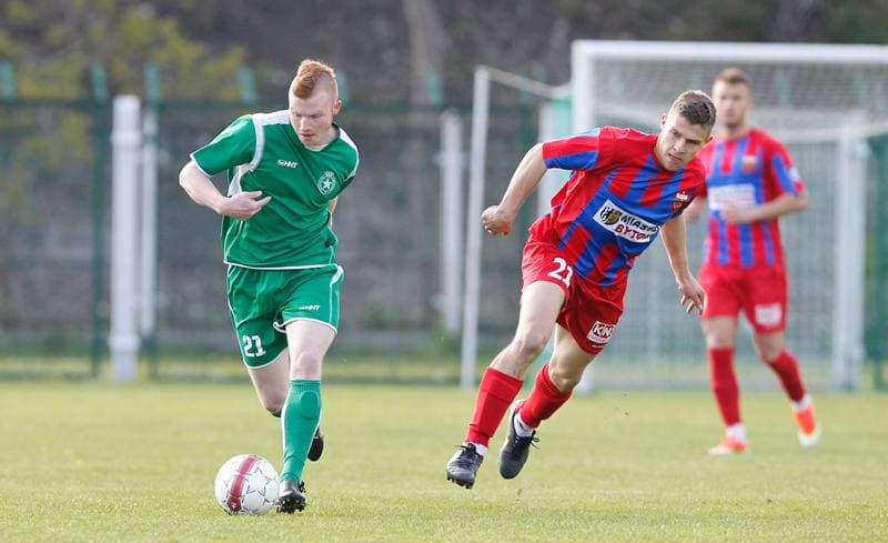 Football. III Liga Opolsko Slaska. Grunwald Ruda Slaska - Polonia Bytom. 29.04.2015