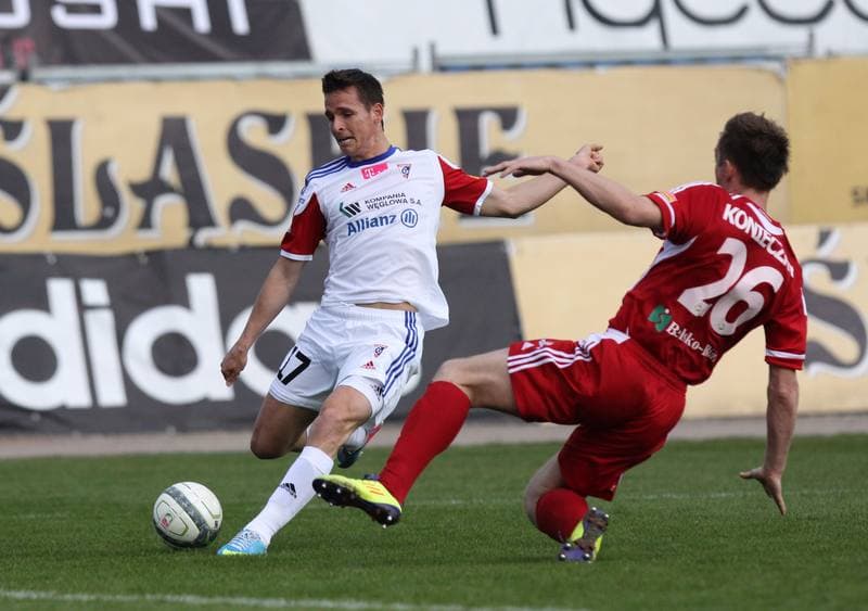 Football. T-Mobile Ekstraklasa. Gornik Zabrze - Podbeskidzie Bielsko-Biala. 14.04.2013