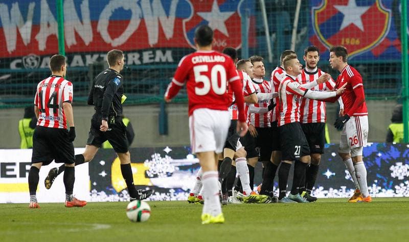 Football. T-Mobile Ekstraklasa. Wisla Krakow - Cracovia Krakow. 23.02.2014