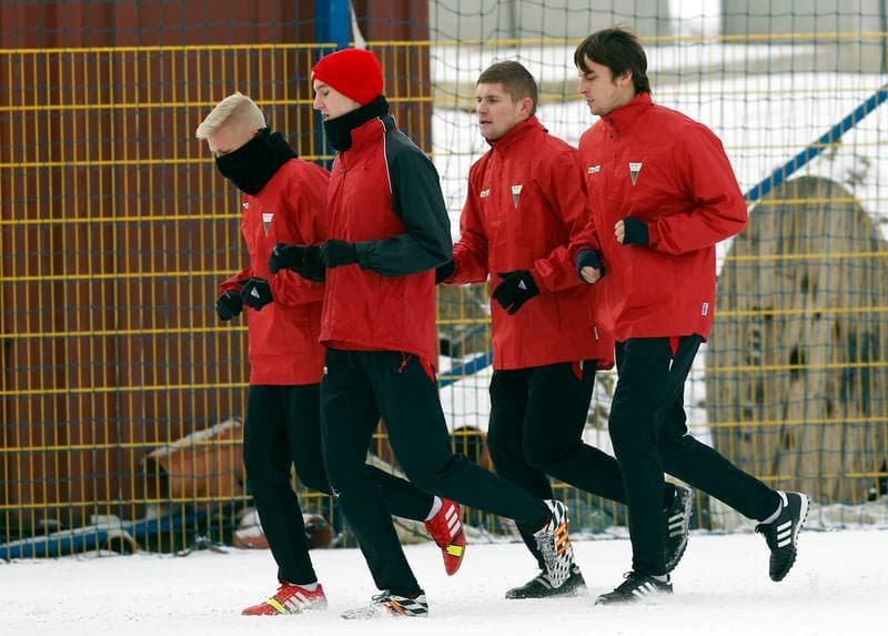 Football. GKS Tychy. Training. 07.01.2015
