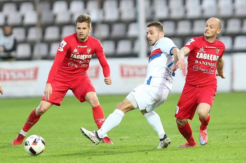 Football. Nice I Liga. Zaglebie Sosnowiec - Rakow Czestochowa. 11.04.2018