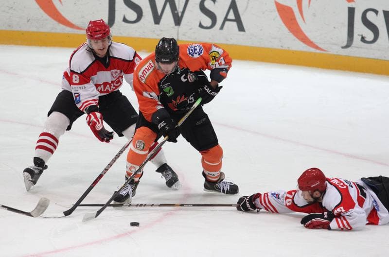 Ice Hockey. Polska Liga Hokejowa. JKH GKS Jastrzebie - Comarch Cracovia Krakow. 25.03.2013