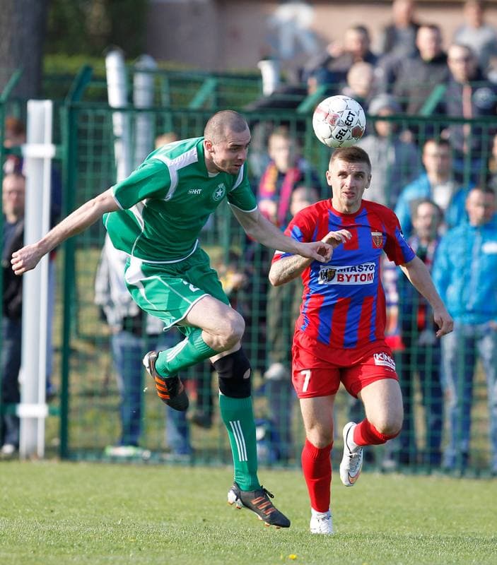 Football. III Liga Opolsko Slaska. Grunwald Ruda Slaska - Polonia Bytom. 29.04.2015