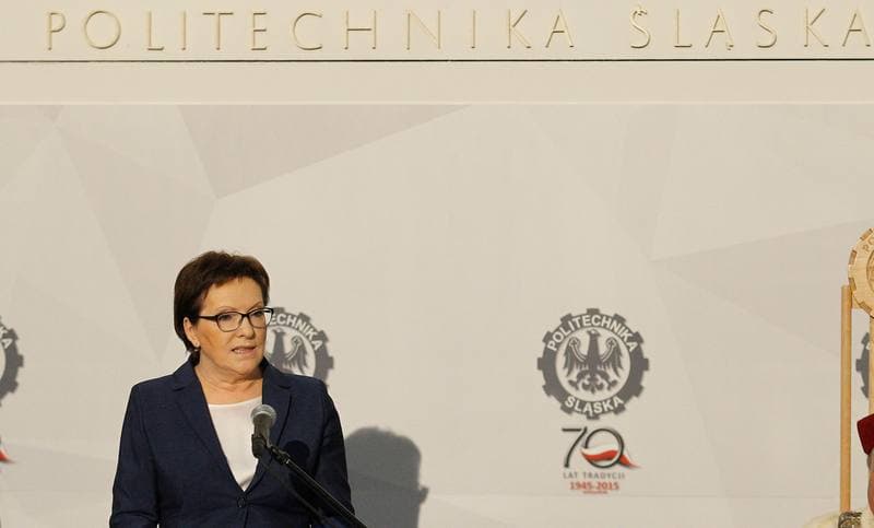 Ewa Kopacz. Slaskie University of Technology. Press Conference. 21.05.2015